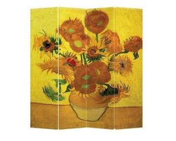 Fine Asianliving Kamerscherm Scheidingswand B160xH180cm 4 Panelen Van Gogh Zonnebloemen