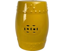 Fine Asianliving Keramische Kruk Amber Geel Porselein Handgemaakt D33xH46cm Keramiek Bijzettafel Porselein Stoel Tuinkruk