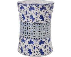 Fine Asianliving Keramische Kruk Blauw Wit Porselein Handgemaakt D33xH46cm Koi Vissen Keramiek Bijzettafel Porselein Stoel Tuinkruk
