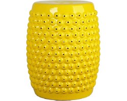 Fine Asianliving Keramische Kruk Geel Dots Handgemaakt D33xH46cm Keramiek Bijzettafel Porselein Stoel Tuinkruk