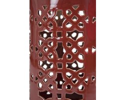 Fine Asianliving Keramische Kruk Geo Bordeaux Rood Handgemaakt D33xH46cm Keramiek Bijzettafel Porselein Stoel Tuinkruk