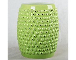 Fine Asianliving Keramische Kruk Groen Dots Handgemaakt D33xH46cm Keramiek Bijzettafel Porselein Stoel Tuinkruk