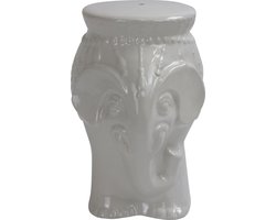 Fine Asianliving Keramische Kruk Olifant Wit Handgemaakt D33xH46cm Keramiek Bijzettafel Porselein Stoel Tuinkruk