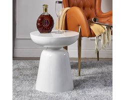 Fine Asianliving Keramische Kruk Wit Handgemaakt - Galene D33xH46cm Keramiek Bijzettafel Porselein Stoel Tuinkruk