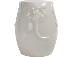 Fine Asianliving Keramische Kruk Wit Olifant Handgemaakt D33xH46cm Keramiek Bijzettafel Porselein Stoel Tuinkruk