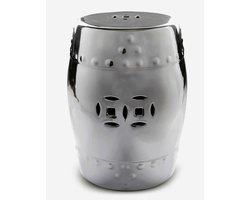 Fine Asianliving Keramische Kruk Zilver Handgemaakt D33xH46cm Keramiek Bijzettafel Porselein Stoel Tuinkruk