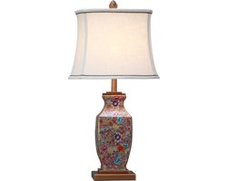 Fine Asianliving Oosterse Tafellamp Porselein Multicolor met Kap