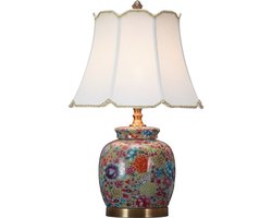 Fine Asianliving Oosterse Tafellamp Porselein Multicolor met Kap