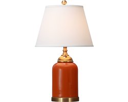 Fine Asianliving Oosterse Tafellamp Porselein Oranje met Kap