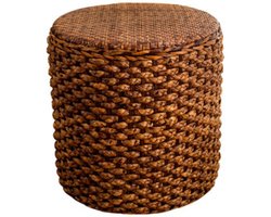 Fine Asianliving Poef Handgevlochten Narcis Rotan Bruin D30xH40cm Chinese Meubels Oosterse Kast