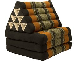 Fine Asianliving Thais Kussen Meditatie Driehoek Vloer Ligmat Yoga Uitklapbaar Kapok 50x175x8cm Zwart Oranje Meditatie Mat Matras