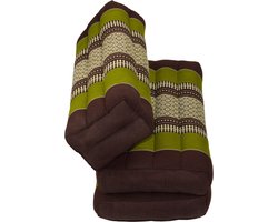 Fine Asianliving Thaise Driehoek Kussen Meditatie Standaard 50x28cm Groen/Bruin Handgemaakt Duurzaam en Organisch