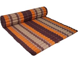 Fine Asianliving Thaise Mat Oprolbaar Matras 200x100x4.5cm Zwart Oranje Meditatie Mat Matras