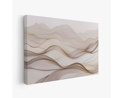 FineArtia - Abstract Berglandschap Kunst - Canvas Schilderij - 120 x 80 cm - Woonkamer Decoratie - Bruin;Grijs;Roze - Slaapkamer Schilderij - Wanddecoratie