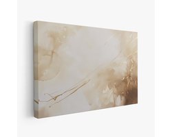 FineArtia - Abstracte bruin-witte schilderkunst - Canvas Schilderij - 90 x 60 cm - Woonkamer Decoratie - Beige;Bruin;Creme - Slaapkamer Schilderij - Wanddecoratie
