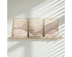FineArtia - Pastel Berglandschap - Dromerige Aquarel voor Stijlvolle Wanden - Poster Set - 3 stuks - 30 x 40 cm - Meisjeskamer - Babykamer - Babyshower Cadeau - Wanddecoratie - Kinderkamer decoratie - Muurdecoratie - Kinderposter - Zonder Lijst