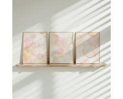 FineArtia - Pastel Droom: Speelse Abstracte Wanddecoratie in Zachte Tinten - Poster Set - 3 stuks - 20-x-30-cm - Meisjeskamer - Babykamer - Babyshower Cadeau - Wanddecoratie - Kinderkamer decoratie - Muurdecoratie - Kinderposter - Zonder Lijst