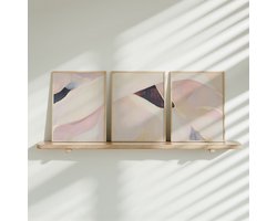 FineArtia - Speelse Abstracte Compositie in Roze, Wit en Bruin - Poster Set - 3 stuks - 20-x-30-cm - Meisjeskamer - Babykamer - Babyshower Cadeau - Wanddecoratie - Kinderkamer decoratie - Muurdecoratie - Kinderposter - Zonder Lijst