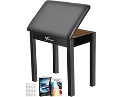 Finesse Pianokruk - met Opbergruimte - Zacht Kussen - Pianobank - Pianostoel - Zwart