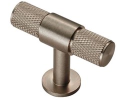 Fingertip Designs - T-knop Knurled – Stoer Detail in Industrieel Design - Satijn Nikkel
