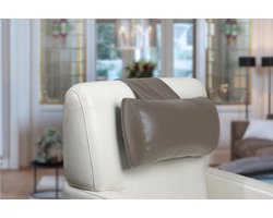 Finlandic hoofdkussen F05 taupe, reinigbaar, vegan leder voor relax fauteuil- luxe nekkussen met contragewicht voor sta op stoel- comfortabele vegan lederen hoofdsteun- in hoogte verstelbaar