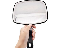 Finnacle - Handspiegel met Handvat - afmeting 15 x 12 cm - Make Up Spiegel - Scheerspiegel - Kappersspiegel - Zwart