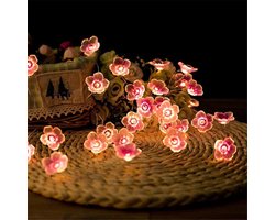 Finnacle - Licht-snoer-Lichtslinger-Lampjes-Roze-Bloemen-Blossom-Sfeer-Verlichting-Feest-Verlichting-Multi-Colour-20-LED-Lampjes-op-Batterij-2-Meter