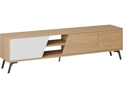 Fiona TV TV-meubel | 100% MELAMINE | Eiken, Wit - Emob - TV-meubel - Wit; Bruin - Melamine