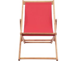 FIONERA Strandstoel inklapbaar stof en houten frame rood