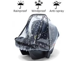 Fiory Regenhoes Maxicosi /Kinderwagen - Transparante Regenhoes - Waterdicht - Winddicht - Met open te rits voorvak - Baby kinderstoeltje hoes