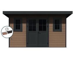 FIRENZE composiet tuinhuis B 386cm x D 292cm hellend dak aluminium RAL 7016 antraciet