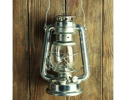 Firestorm - Stormlantaarn - Stormlamp - Stormlantaarn olielamp - Petroleumlamp - Grijs/Zilver