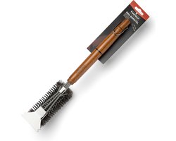 FireTech - BBQ Borstel met Schraper - Premium - Schoonmaakborstel - Stevig Houten Handvat - Ophangbeugel - BBQ Accessoires - Barbecue