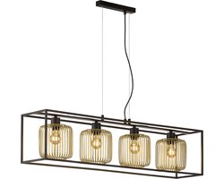Fischer & Honsel Caydo - Hanglamp - 4x E27 max. 40 W (excl. lichtbron) - 110 x 23 x 150cm - Zwart/Goud