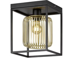 Fischer & Honsel Caydo - Plafondlamp - 23 x 23 x 28.5 cm - 1 E27 ( excl.) max 40W - Zwart/Goud