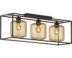Fischer & Honsel Caydo Plafonnière - Plafondlamp - 3x E27 (excl. lichtbron) - 83 x 23 x 28 cm - Zwart/Goud