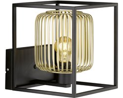 Fischer & Honsel Caydo - Wandlamp - 23 x 25.5 x 30cm - 1x E27 max. 40 W (excl.) - Zwart/Goud