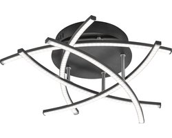 Fischer & Honsel Cross TW - Plafondlamp - LED 22W - Ø 50 cm - Instelbaar warm tot helder wit licht - Dimbaar - Incl. afstandsbediening - Zwart