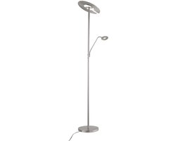 Fischer & Honsel Dent - Klassieke Vloerlamp - hoogte 180 cm - 1x LED 8 W + 1x LED 37 W - 5400 lumen - 3 kleurtemperaturen - Dimbaar - Zilver