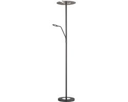 Fischer & Honsel Dent - Klassieke Vloerlamp - hoogte 180 cm - 1x LED 8 W + 1x LED 37 W - 5400 lumen - 3 kleurtemperaturen - Dimbaar - Zwart