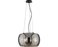 Fischer & Honsel - Hanglamp Dima - 3x E27 max. 25 W (excl.) - Ø 40 cm - Zwart metaal met rookglas