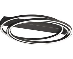 Fischer & Honsel Kiku - Moderne LED Plafondlamp - 44W - Dimbaar - Ø 56cm - incl afstandsbediening - Lichtkleur aanpasbaar - Zwart