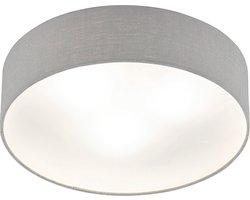 Fischer & Honsel Maat - Plafondlamp - metaal/linnen -Ø45cm - 3xE14 (excl.) - Lichtgrijs/Wit