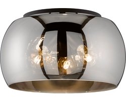 Fischer & Honsel - Plafondlamp Dima - 3x E27 max. 25 W (excl.) - Ø 40 cm - Zwart/Rookglas