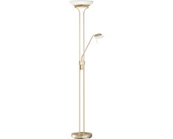 Fischer & Honsel Pool TW - Klassieke vloerlamp met leeslamp - LED 1x 28W + 1x 5W - Dimbaar - 2700K /3350K /4000K - Goud/messing