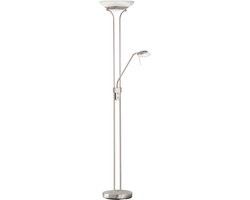 Fischer & Honsel Pool TW - Klassieke vloerlamp met leeslamp - LED 1x 28W + 1x 5W - Dimbaar - 2700K /3350K /4000K - Zilver/nikkel