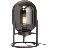 Fischer & Honsel Regi - Tafellamp - 1x E27 max. 40,0 W (excl.) - Zwart Metaal met Rook Glas