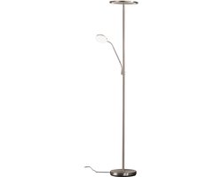 Fischer & Honsel Sorento Staande lamp - Moderne LED Vloerlamp met leeslamp - 30 + 6,5W - Dimbaar - 2700K | 3350K | 4000K - Zilver/Nikkel