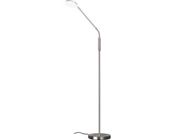 Fischer & Honsel Sorento Vloerlamp - Moderne LED leeslamp - 138cm - 6.5W - Dimbaar - Lichttemperatuur instelbaar 2700K/3350K/4000K - Zilver