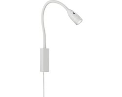 Fischer & Honsel Sten Wandlamp - LED Nachtlamp/leeslamp met flexibele arm - Warm wit licht - 5W - Dimbaar - Wit